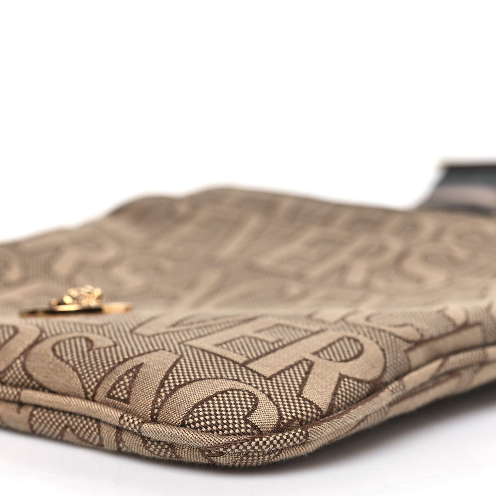 Canvas Allover Logo Medusa Crossbody Bag Beige Brown