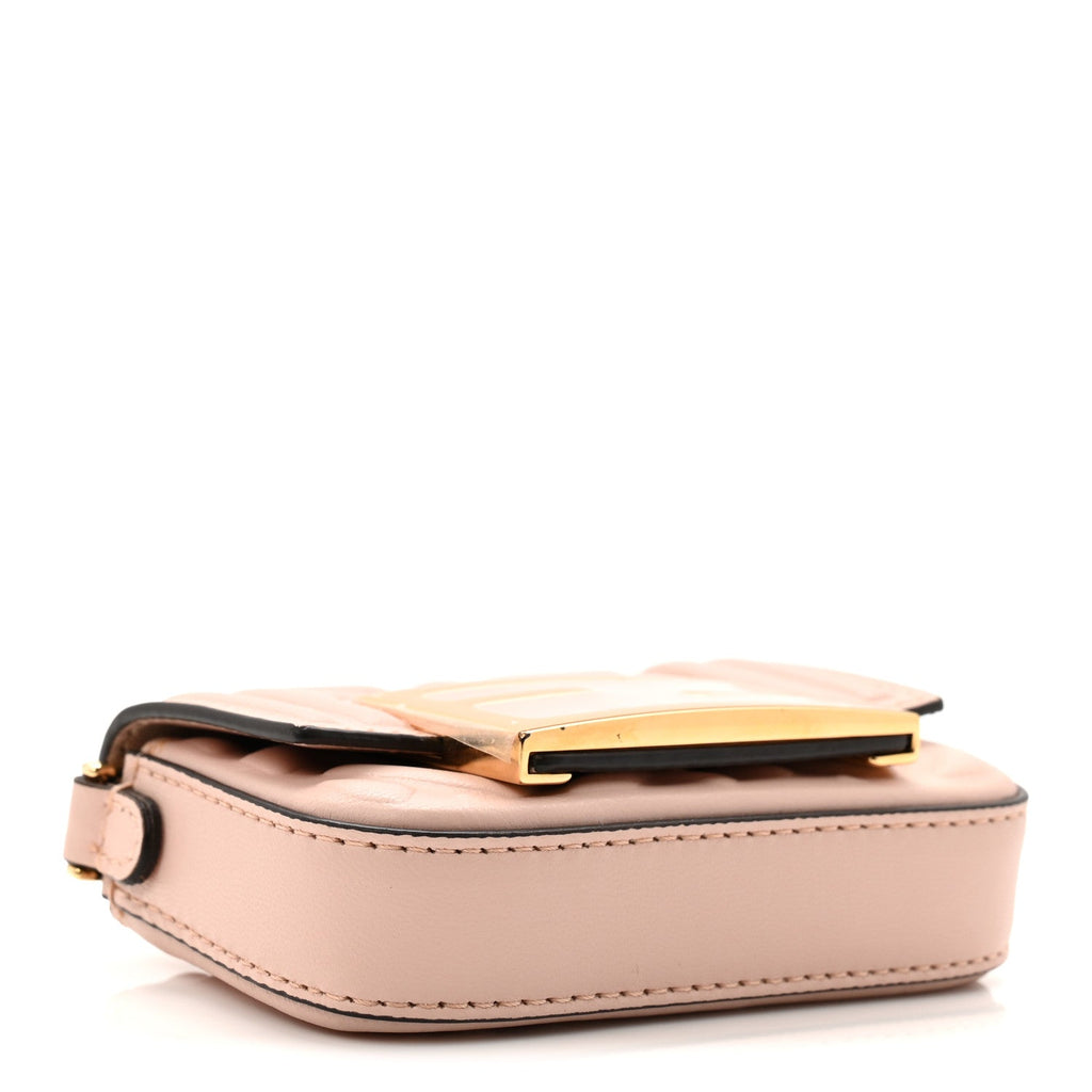 Nappa Matisse FF Embossed Nano Maxi Buckle Baguette Charm Rosa Quarzo