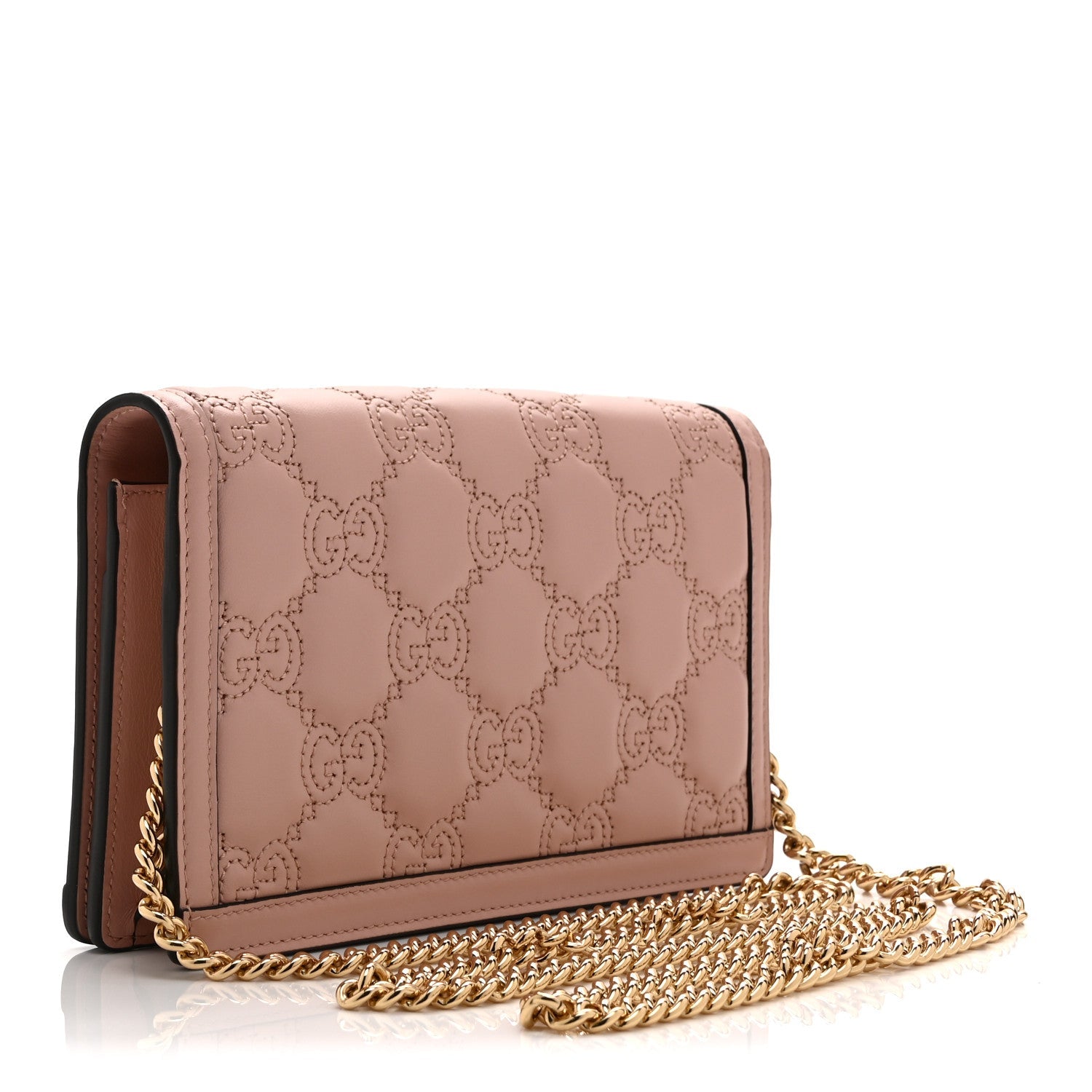 Calfskin GG Matelasse Chain Wallet Rhodamine Light Pink