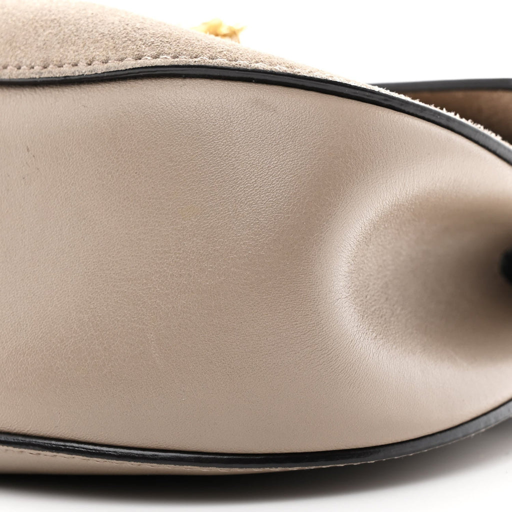 Suede Smooth Calfskin Drew Shoulder Bag Motty Grey