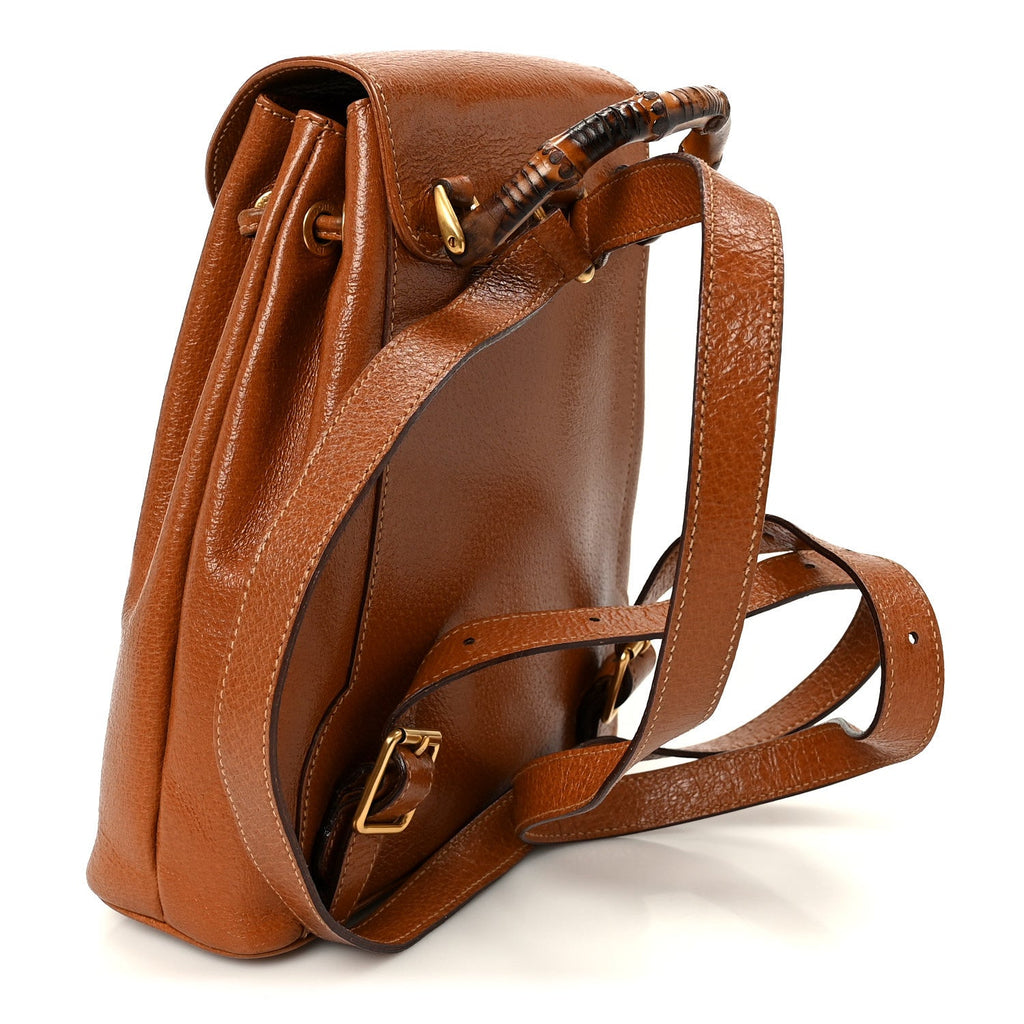 Calfskin Bamboo Mini Backpack Brown