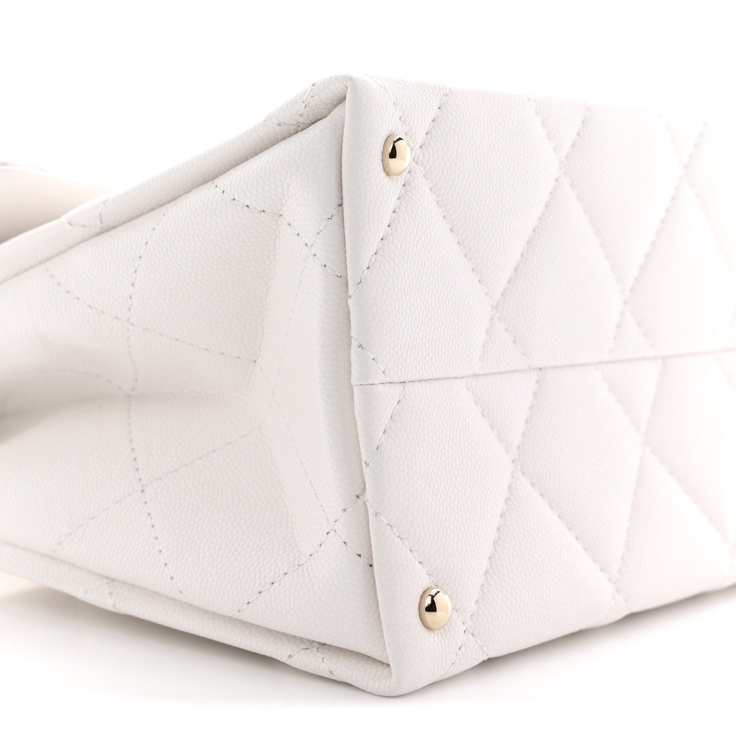 Caviar Quilted Medium Retro Twist Top Handle Flap White