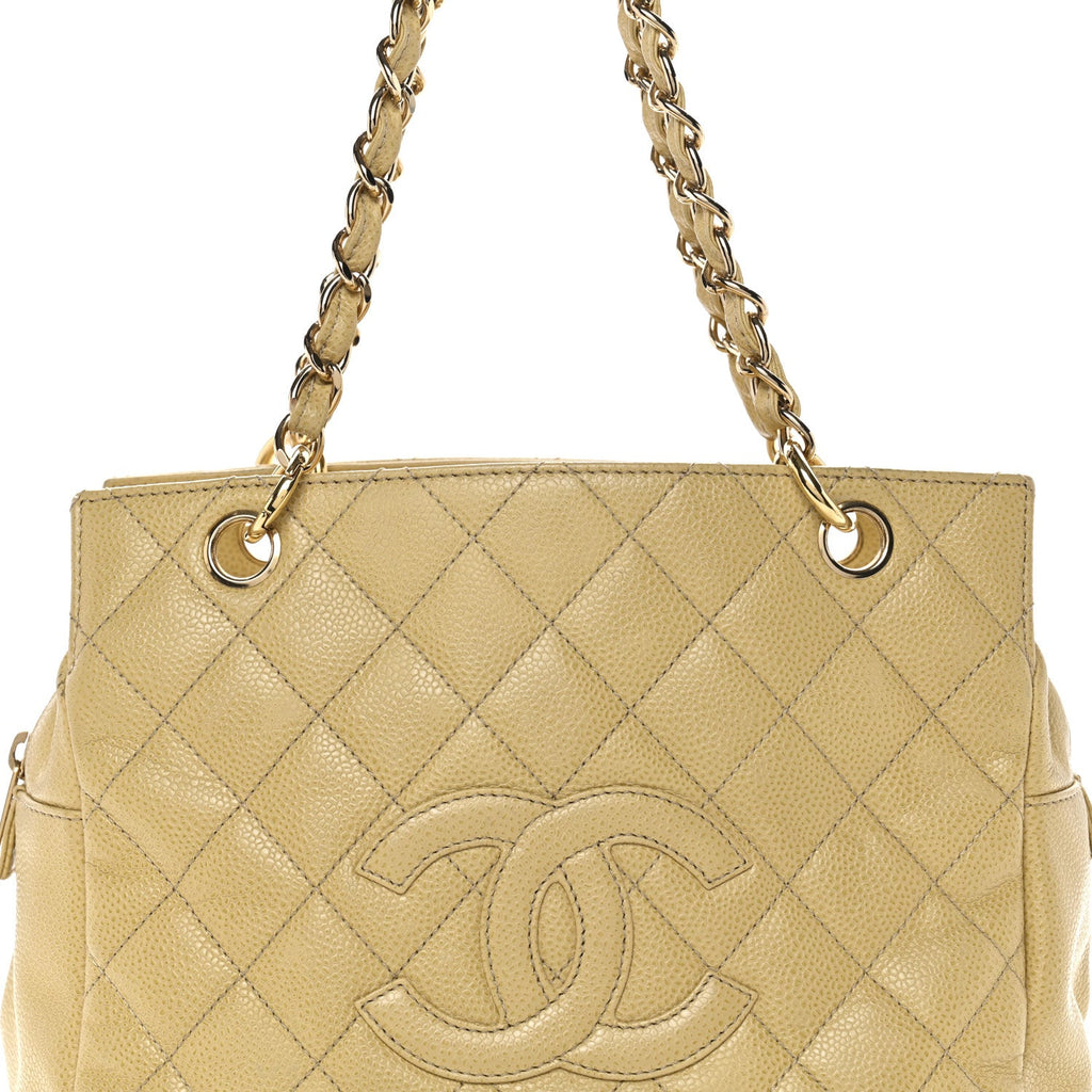 Caviar Quilted Petit Timeless Tote PTT Beige