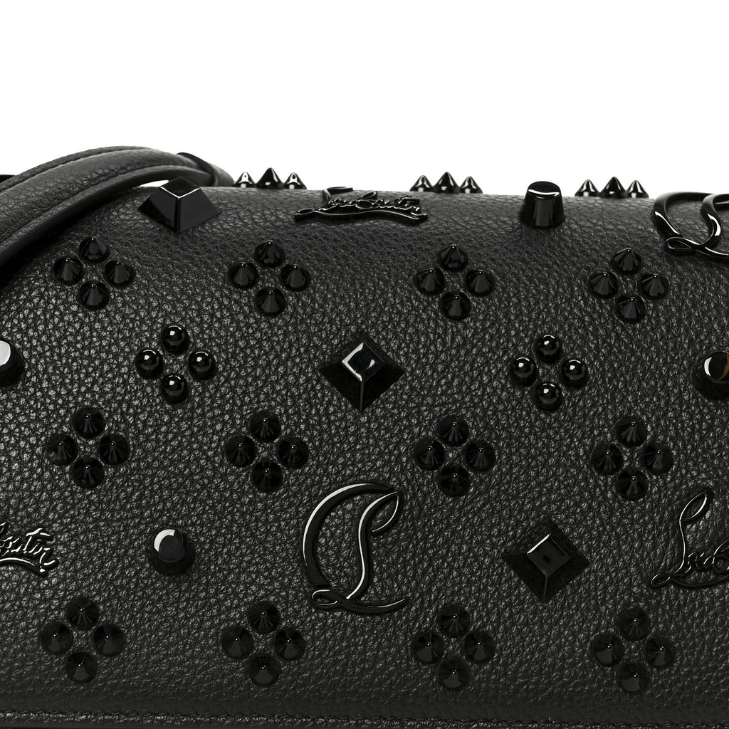 Calfskin Spikes Loubinthesky Paloma Clutch Black