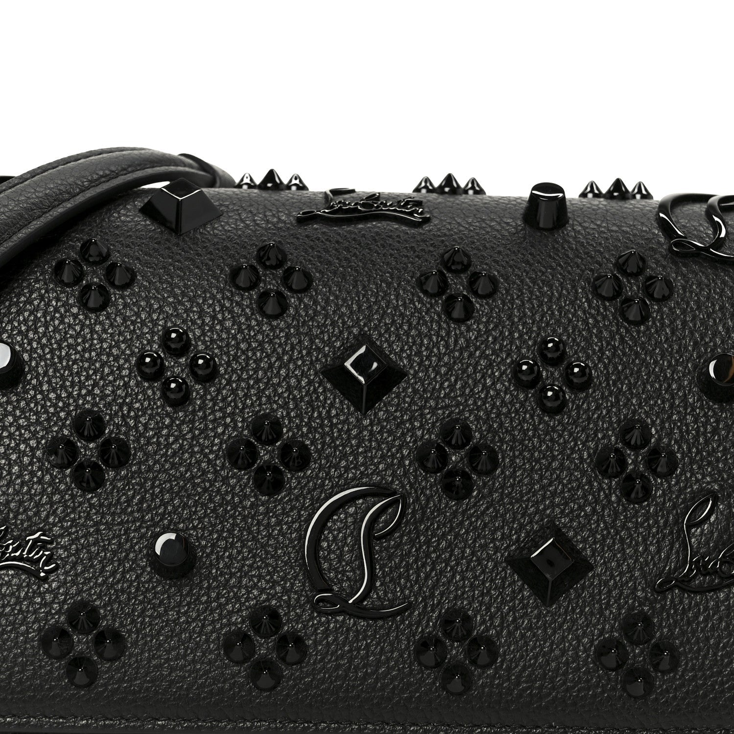 Calfskin Spikes Loubinthesky Paloma Clutch Black