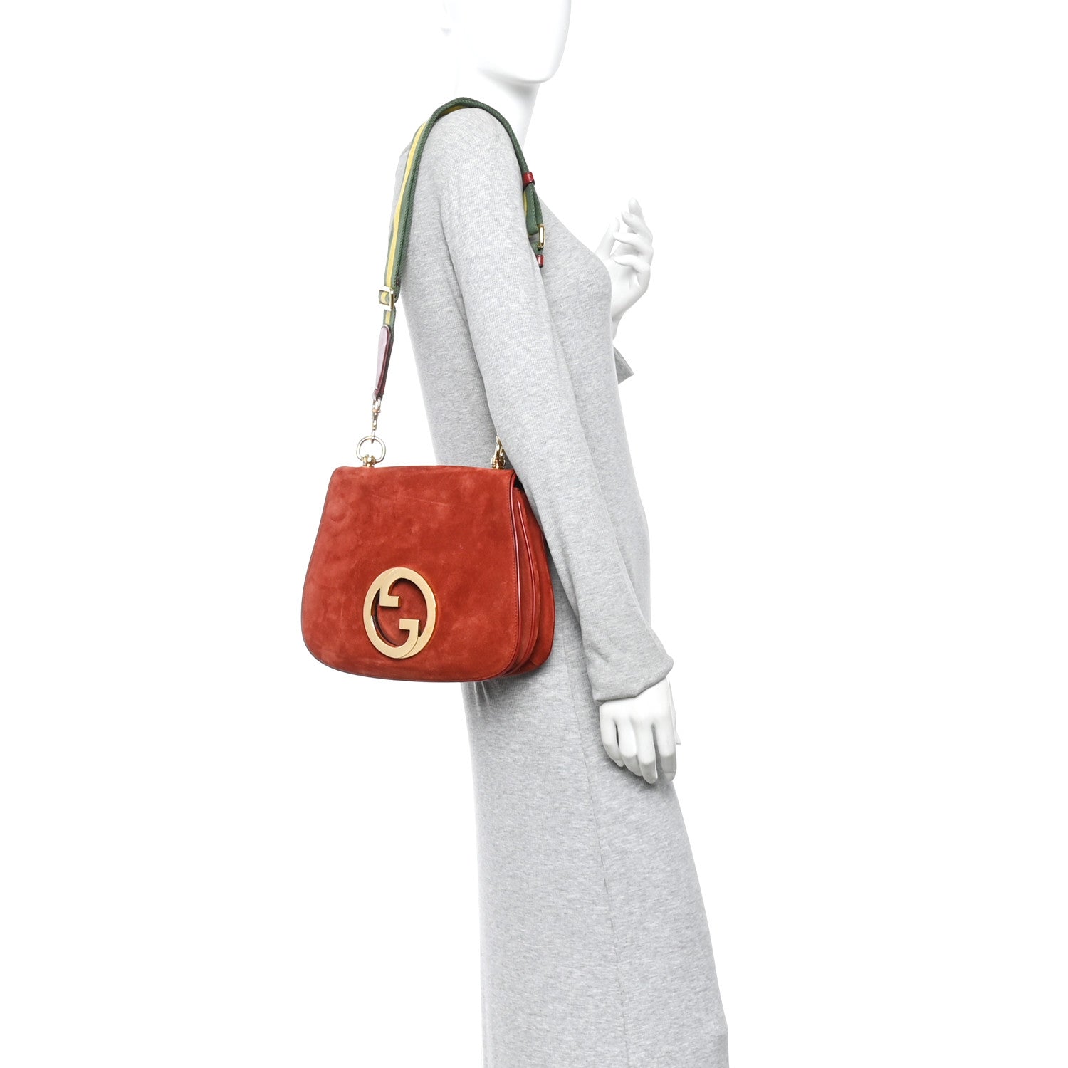 Suede Talco Roxy Calfskin Web Medium Blondie Shoulder Flap Bag Blondie Red