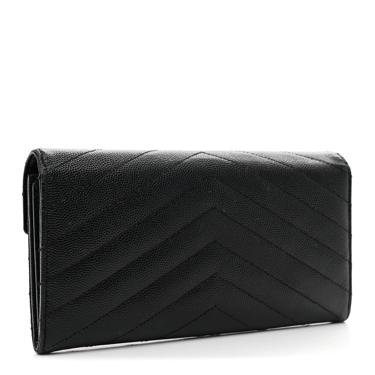 Grain De Poudre Matelasse Chevron Monogram Flap Wallet Black