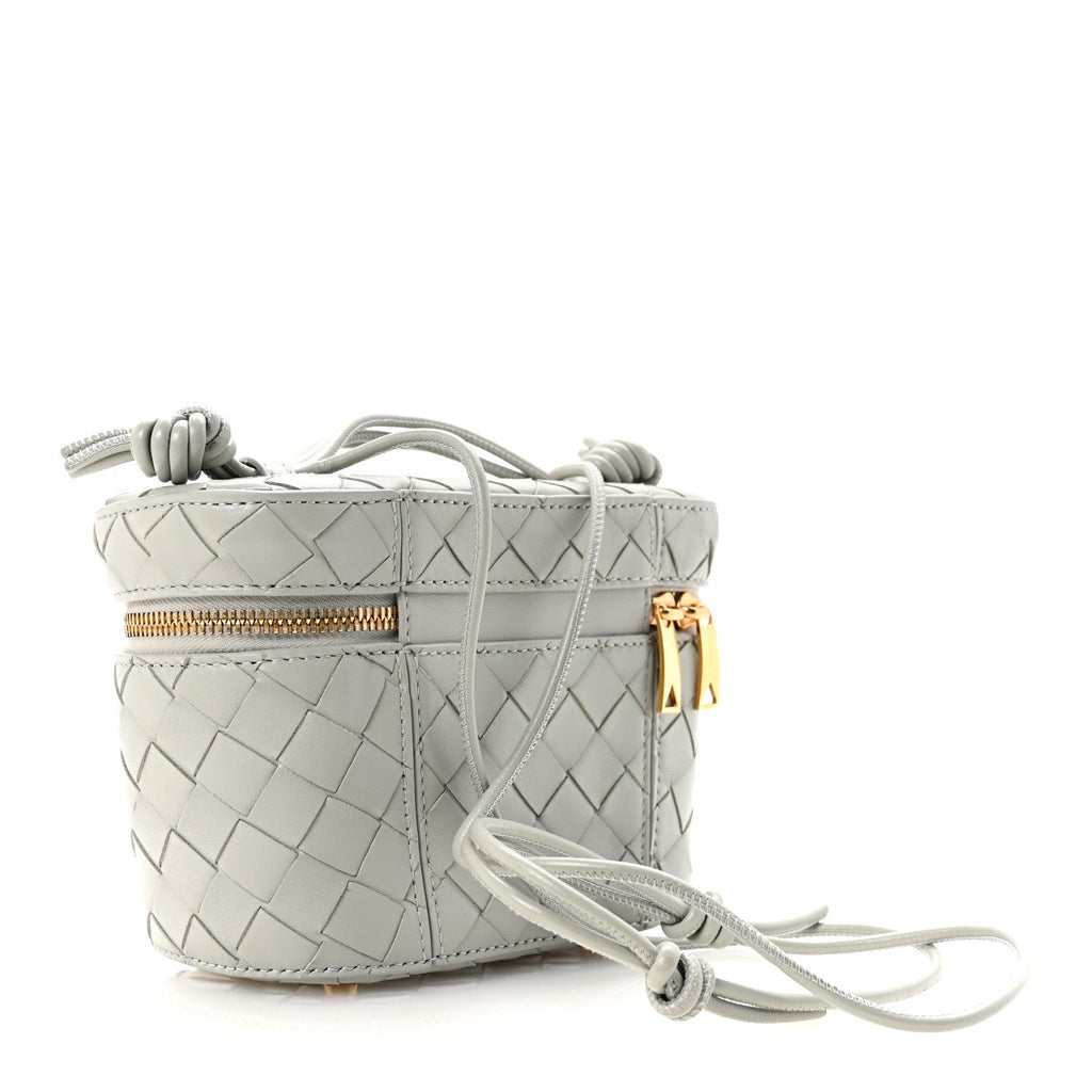Nappa Intrecciato Small Vanity Case On Strap Agate Grey
