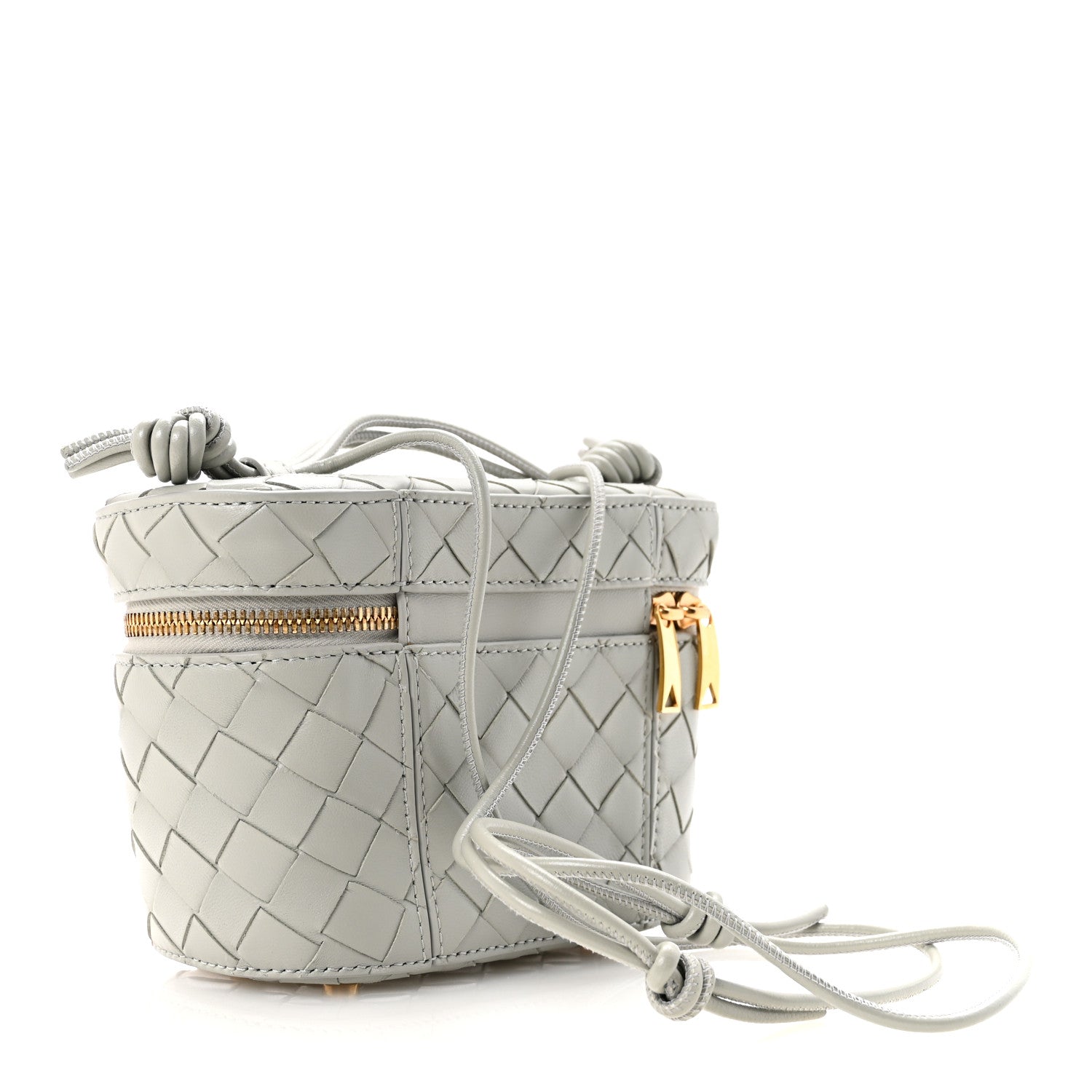 Nappa Intrecciato Small Vanity Case On Strap Agate Grey