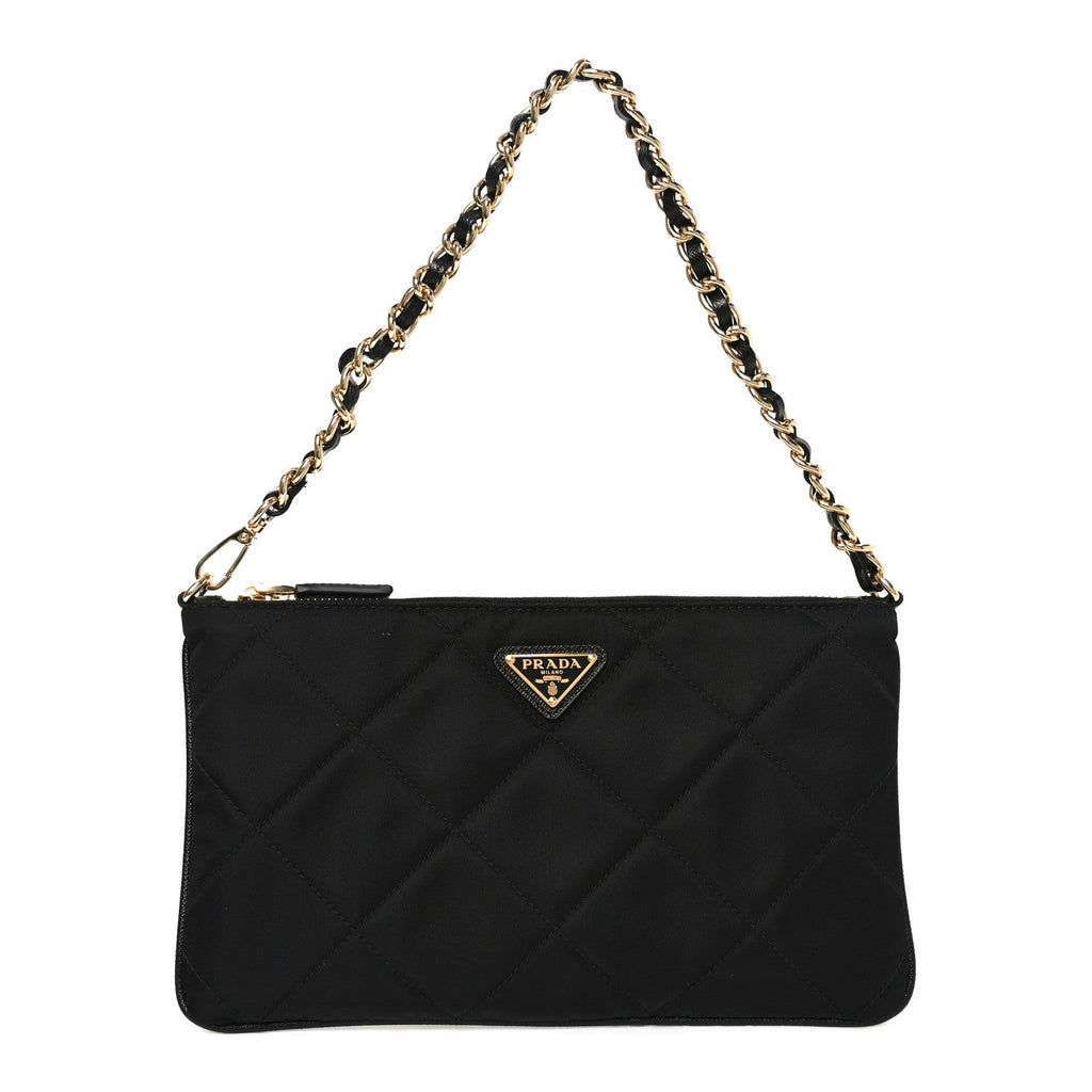 Re-Nylon Tessuto Impuntu Quilted Re-Edition 1995 Chaine Pouch Black
