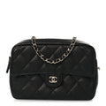 Caviar Quilted Chain Camera Bag Black