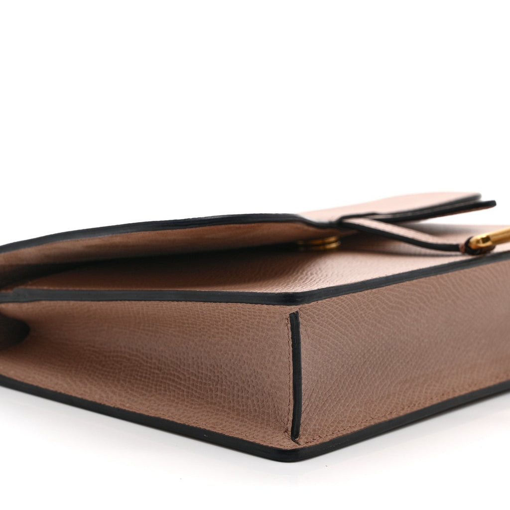 Grained Calfskin Saddle Chain Pouch Blush