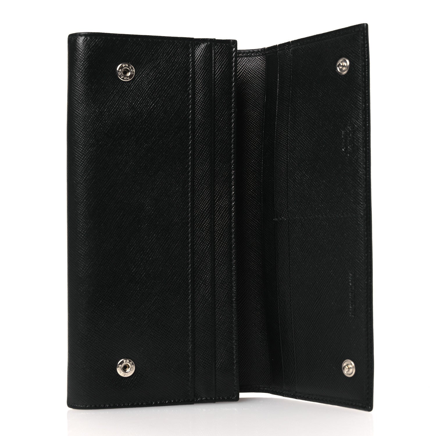 Saffiano Triangle Continental Flap Wallet Black