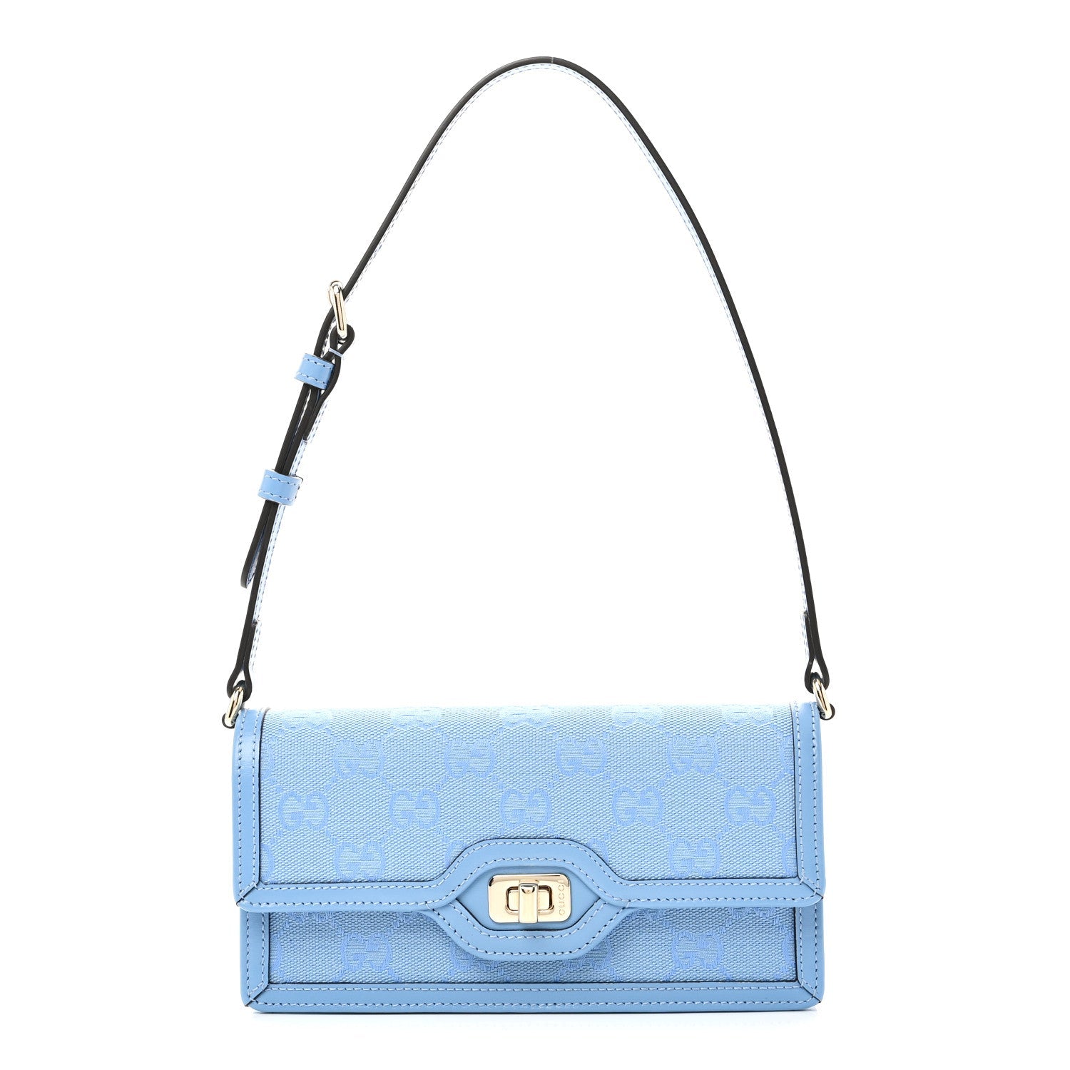 GG Monogram Scratch Lux Calfskin Mini Luce Shoulder Bag Blue