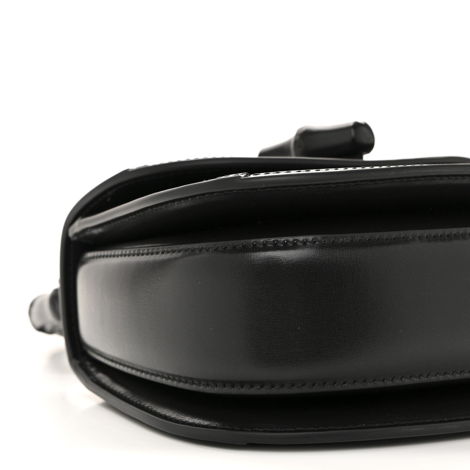 Moire Fabric Calfskin Rhinestone Monogram Monochrome Mini Bamboo 1947 Top Handle Chain Bag Black