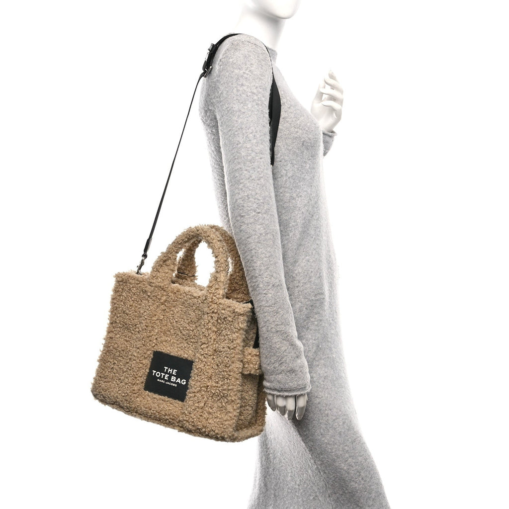 Polyester Cotton Medium The Teddy Traveler Tote Bag Beige
