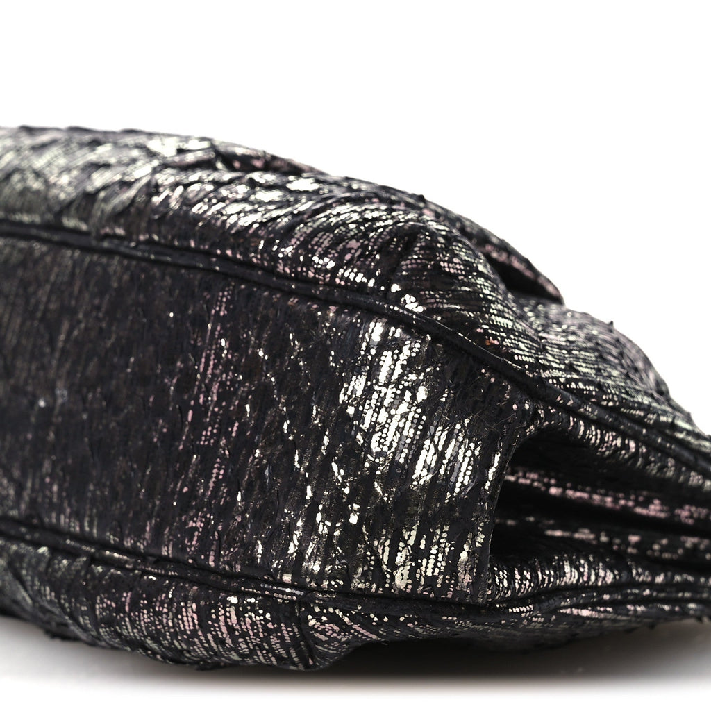 Snakeskin Crystal Evening Clutch Black Silver