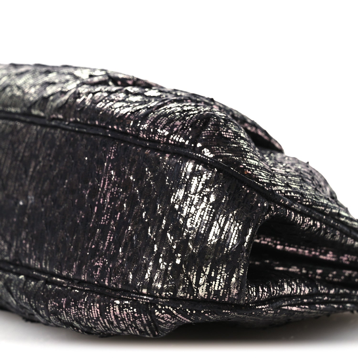 Snakeskin Crystal Evening Clutch Black Silver