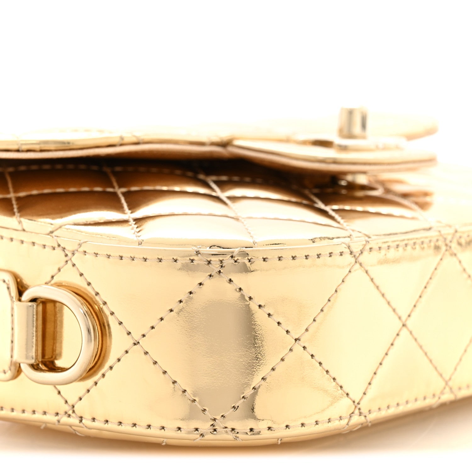 Mirror Calfskin Metallic Calfskin Quilted Hollywood Boulevard Mini Flap Gold