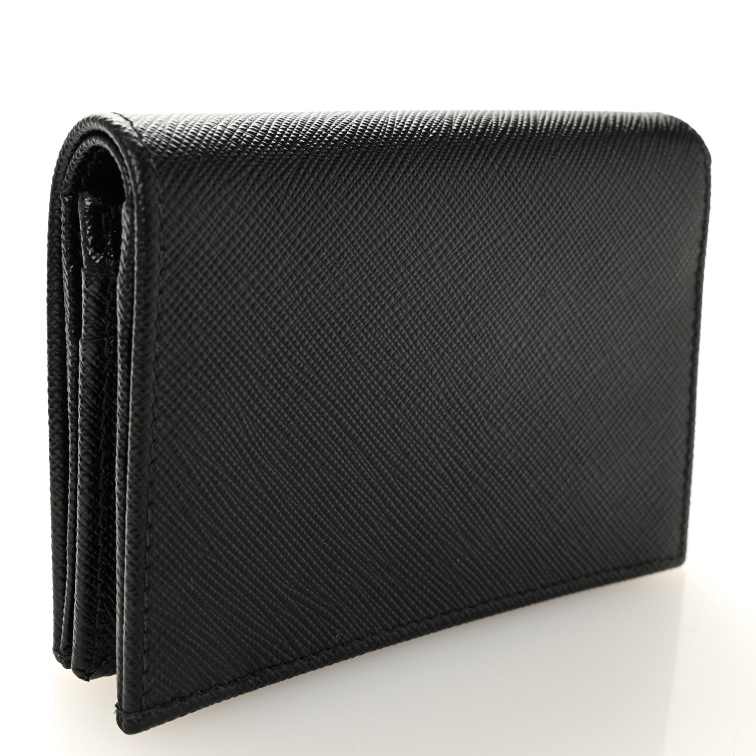 Saffiano Small Triangle Bi-Fold Wallet Black