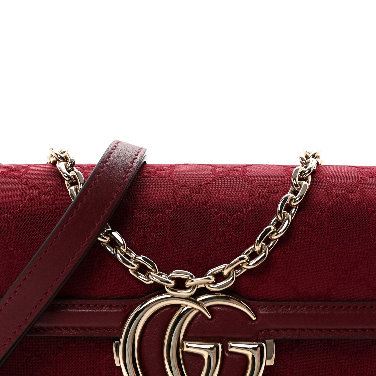 Crepe Wool Silk GG Monogram Go Small Shoulder Bag Rosso Ancora
