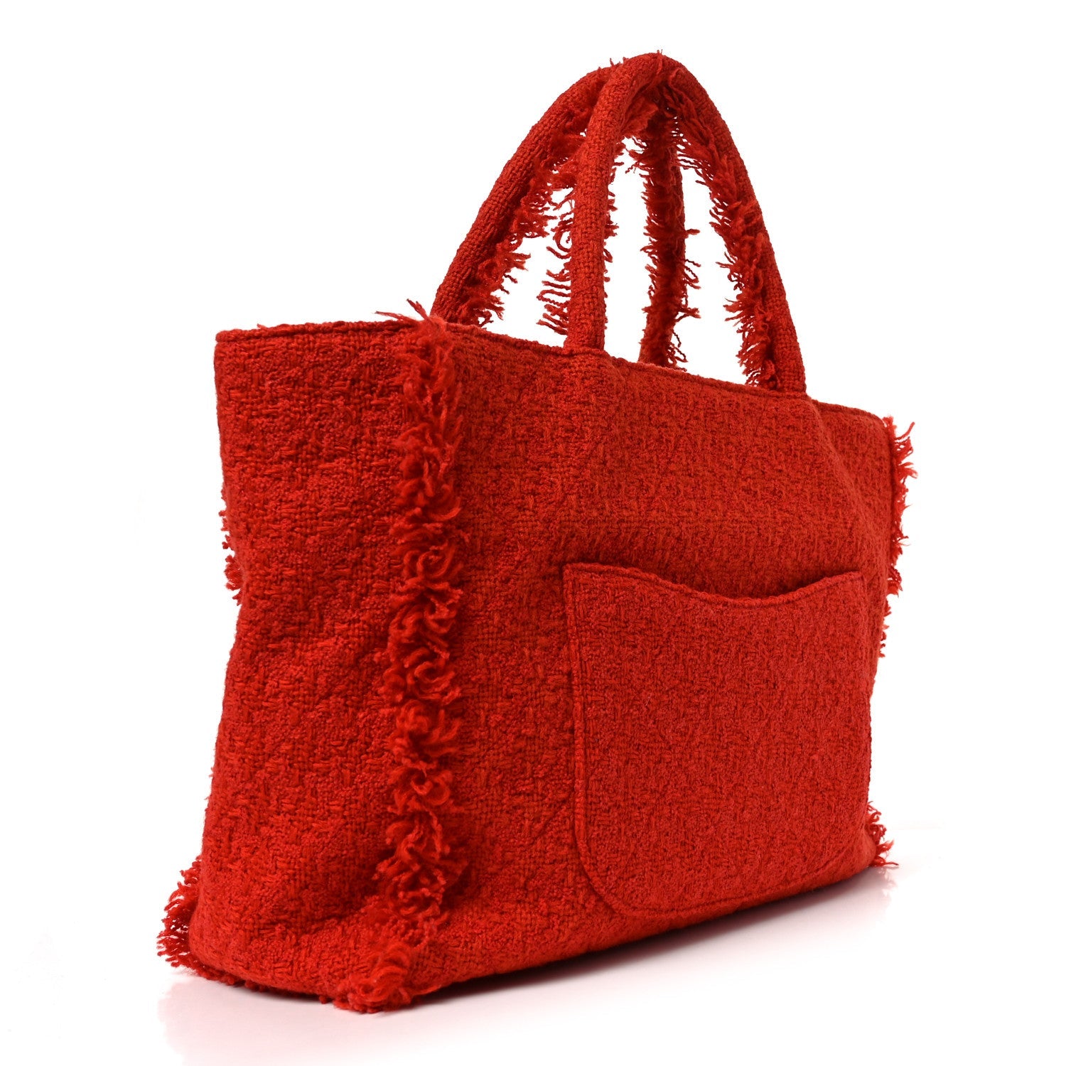 Wool Tweed Large Zipped Shopping Tote Dark Orange