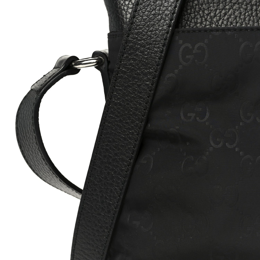 Nylon Monogram Dollar Calfskin Flat Messenger Bag Black