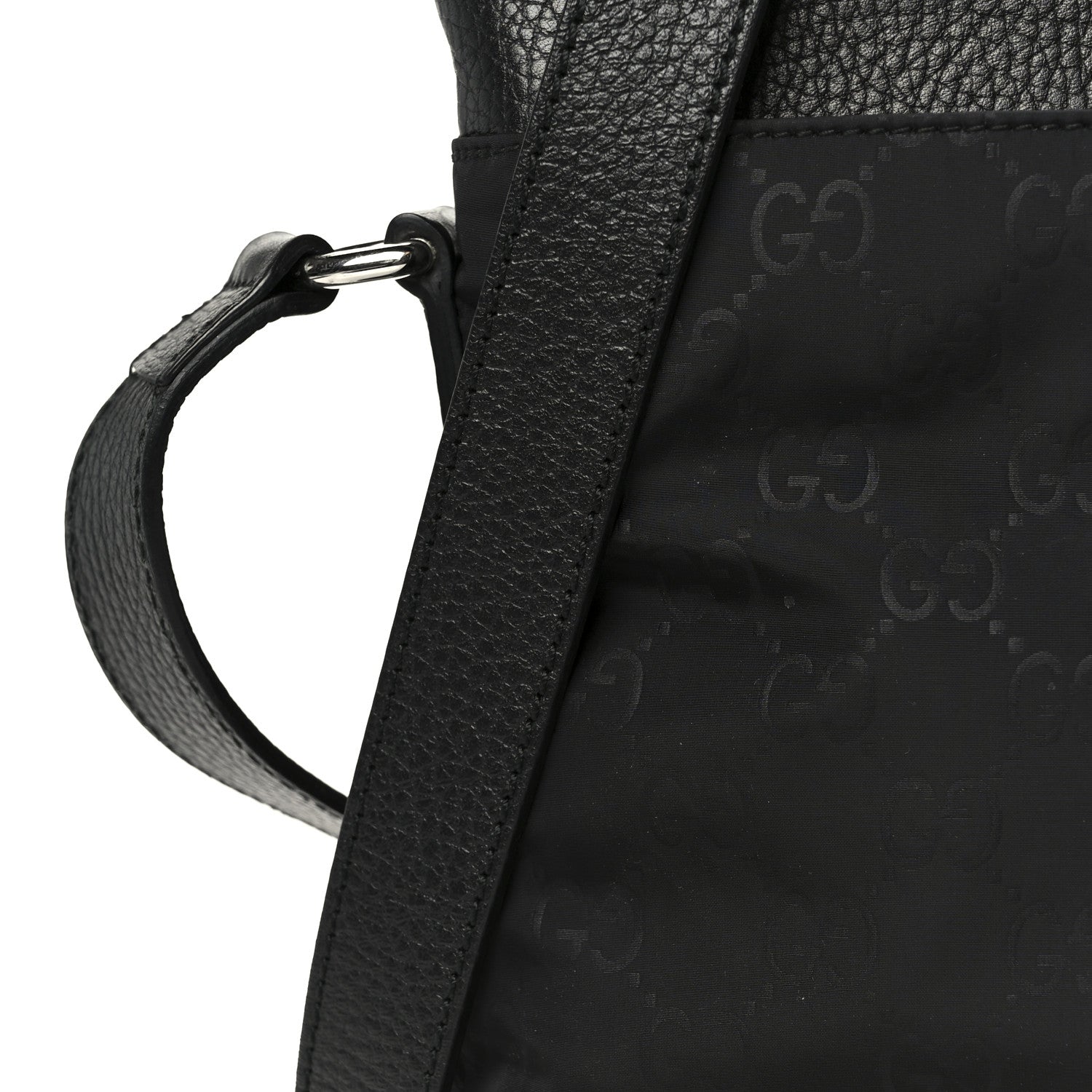 Nylon Monogram Dollar Calfskin Flat Messenger Bag Black