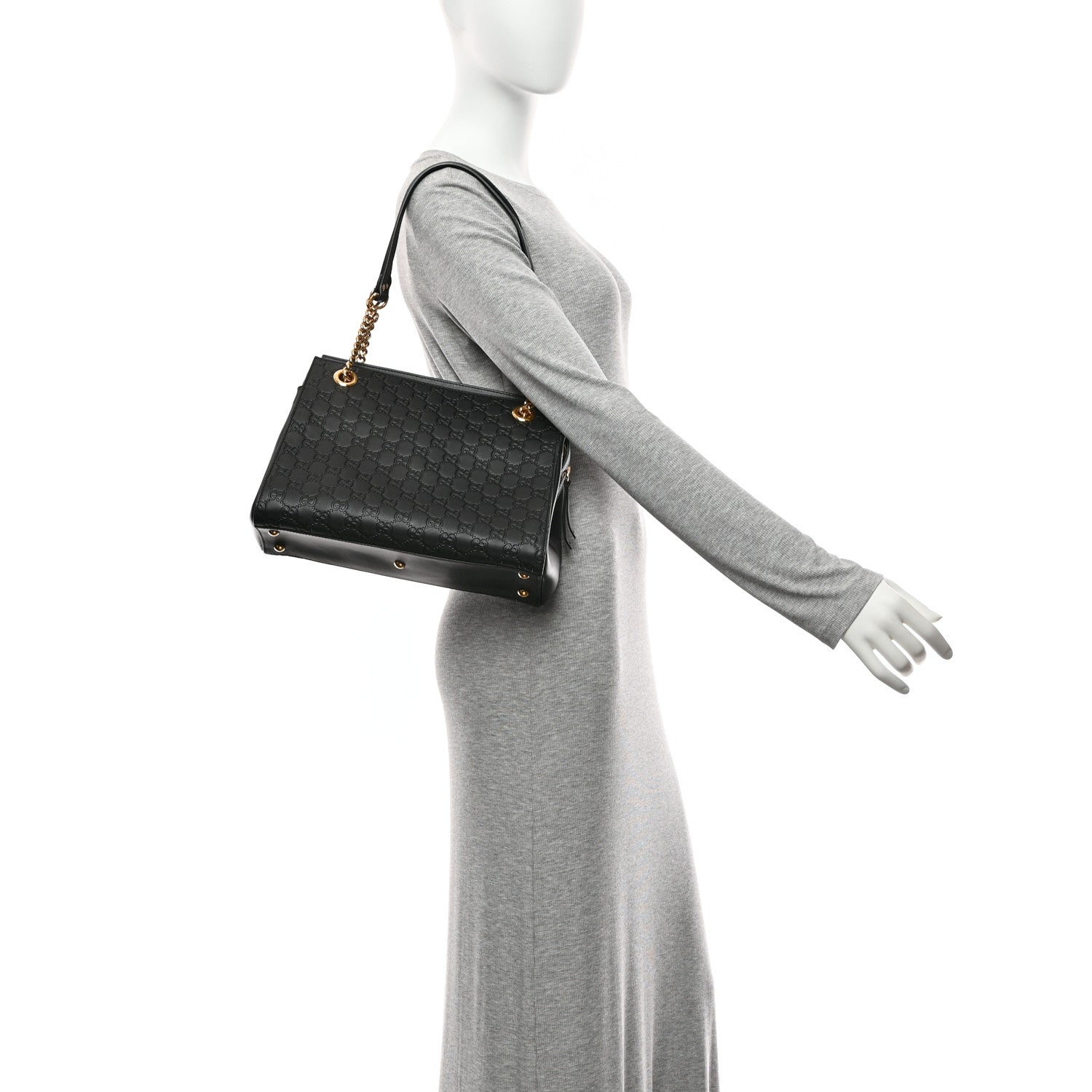 Guccissima Signature Medium Shoulder Tote Bag Black