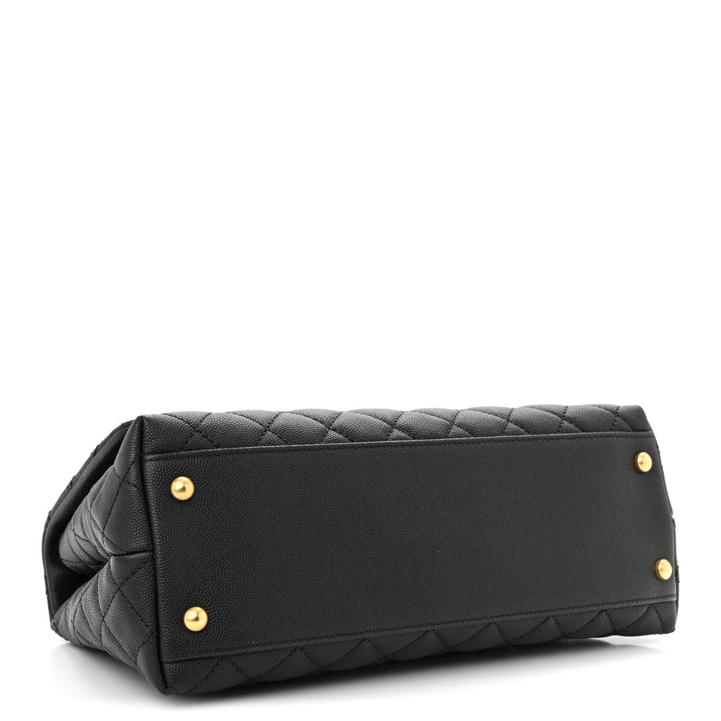 Caviar Quilted Small Coco Handle Flap Black