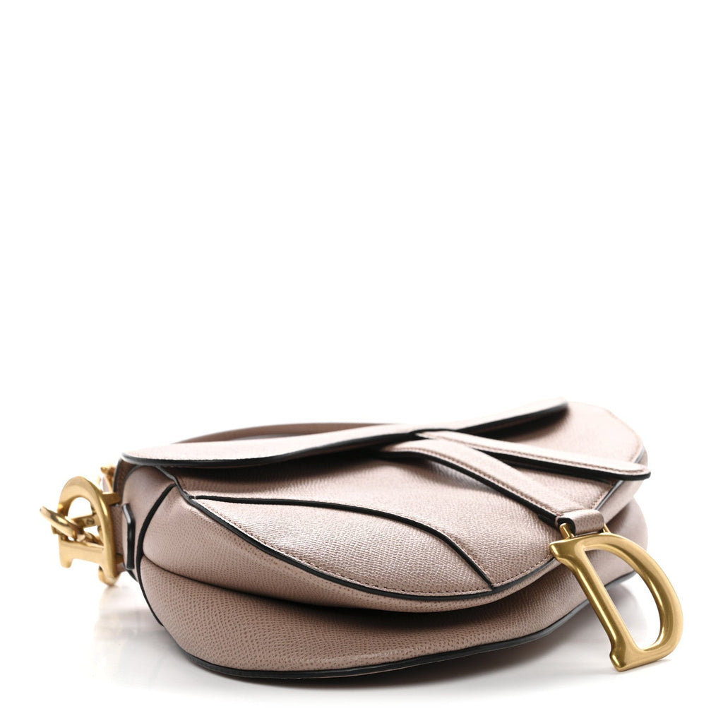 Grained Calfskin Saddle Bag With Strap Blush