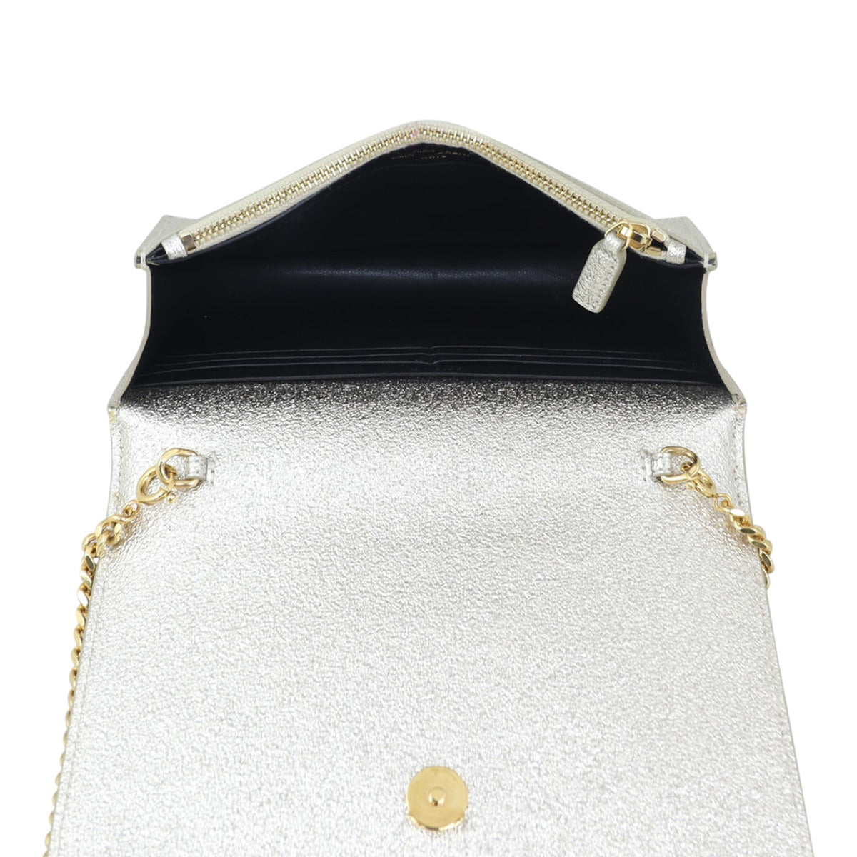 Saint Laurent Kate Metallic Chain Wallet