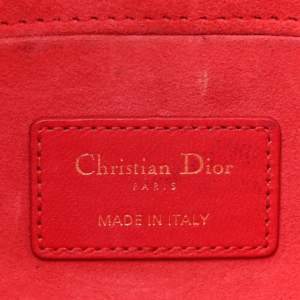 Lambskin Cannage Medium Lady D-Joy Red