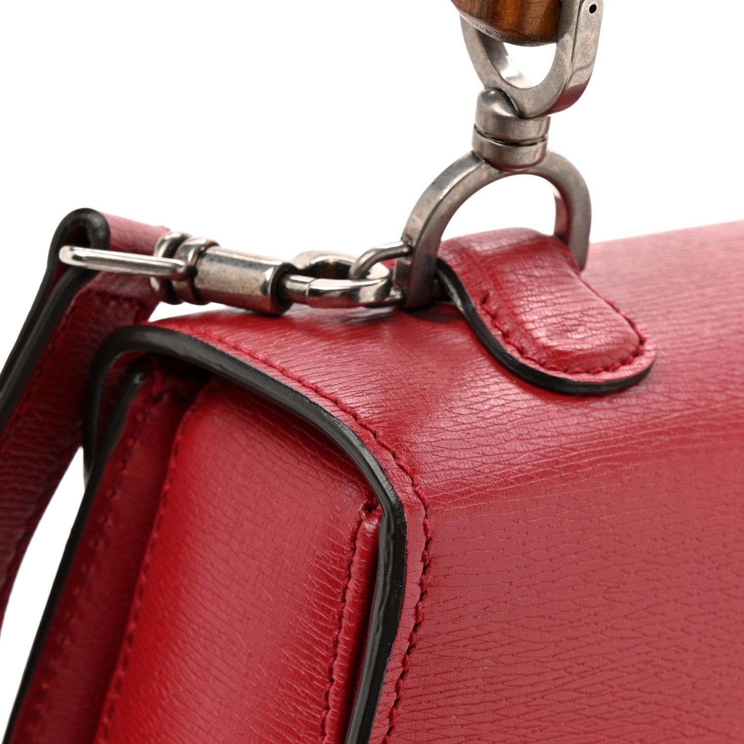 Shangai Calfskin Small Classic Bamboo Top Handle Bag Romantic Cerise