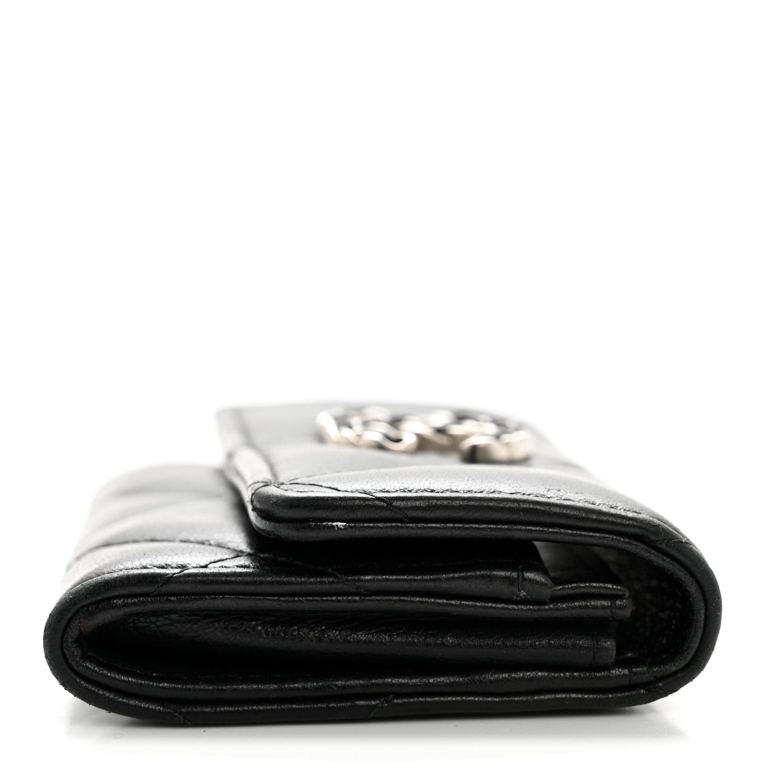 Lambskin Quilted Chanel 19 Flap  Holder Black