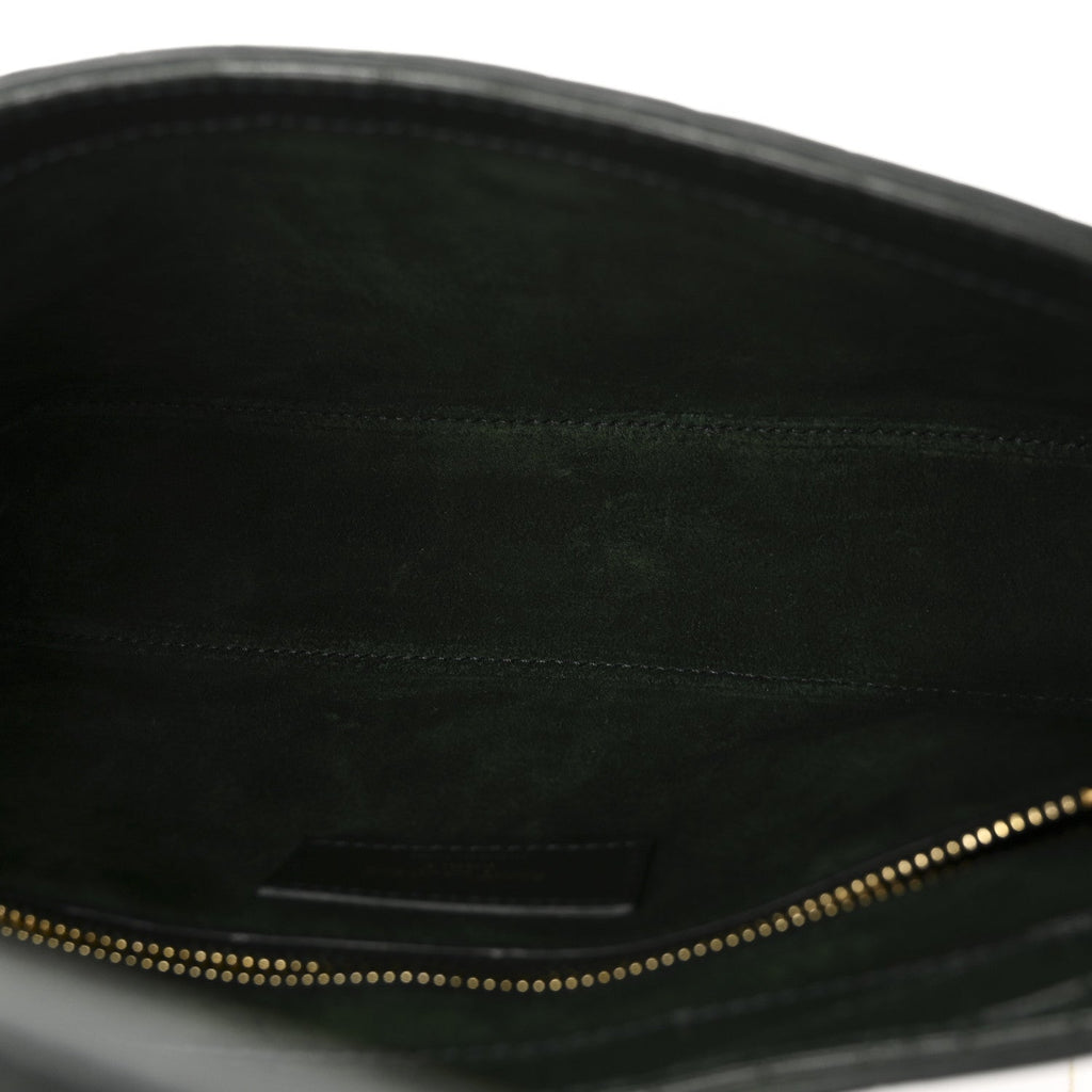 Calfskin Crocodile Embossed Le 5 A 7 Hobo Dark Green Bottle