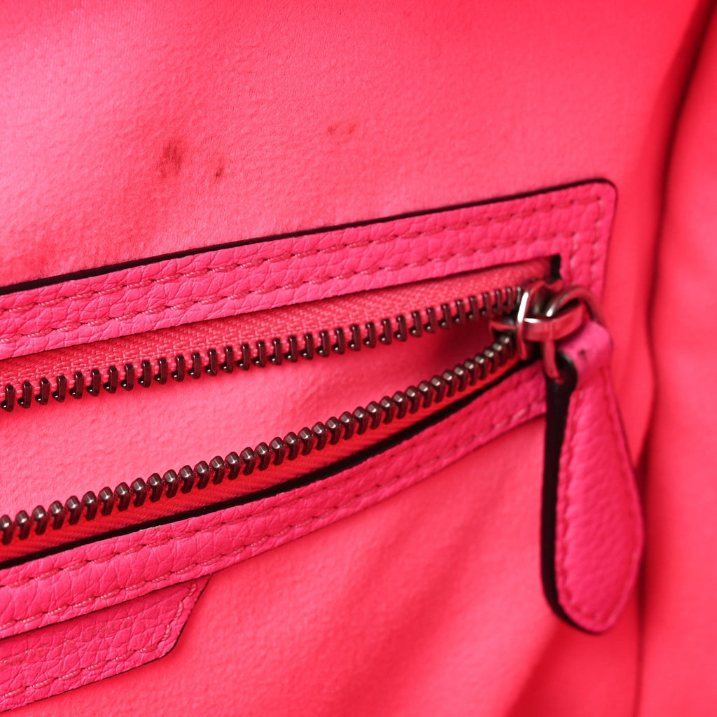 Drummed Calfskin Mini Luggage Fluo Pink