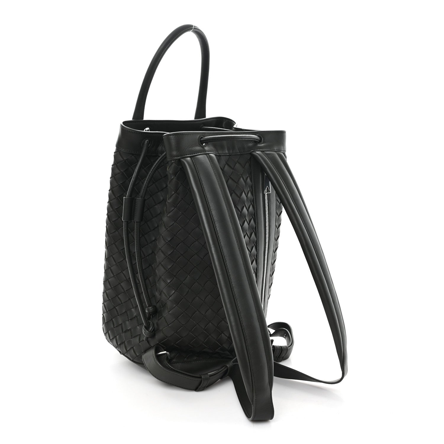 Nappa Intrecciato Drawstring Backpack Khaki