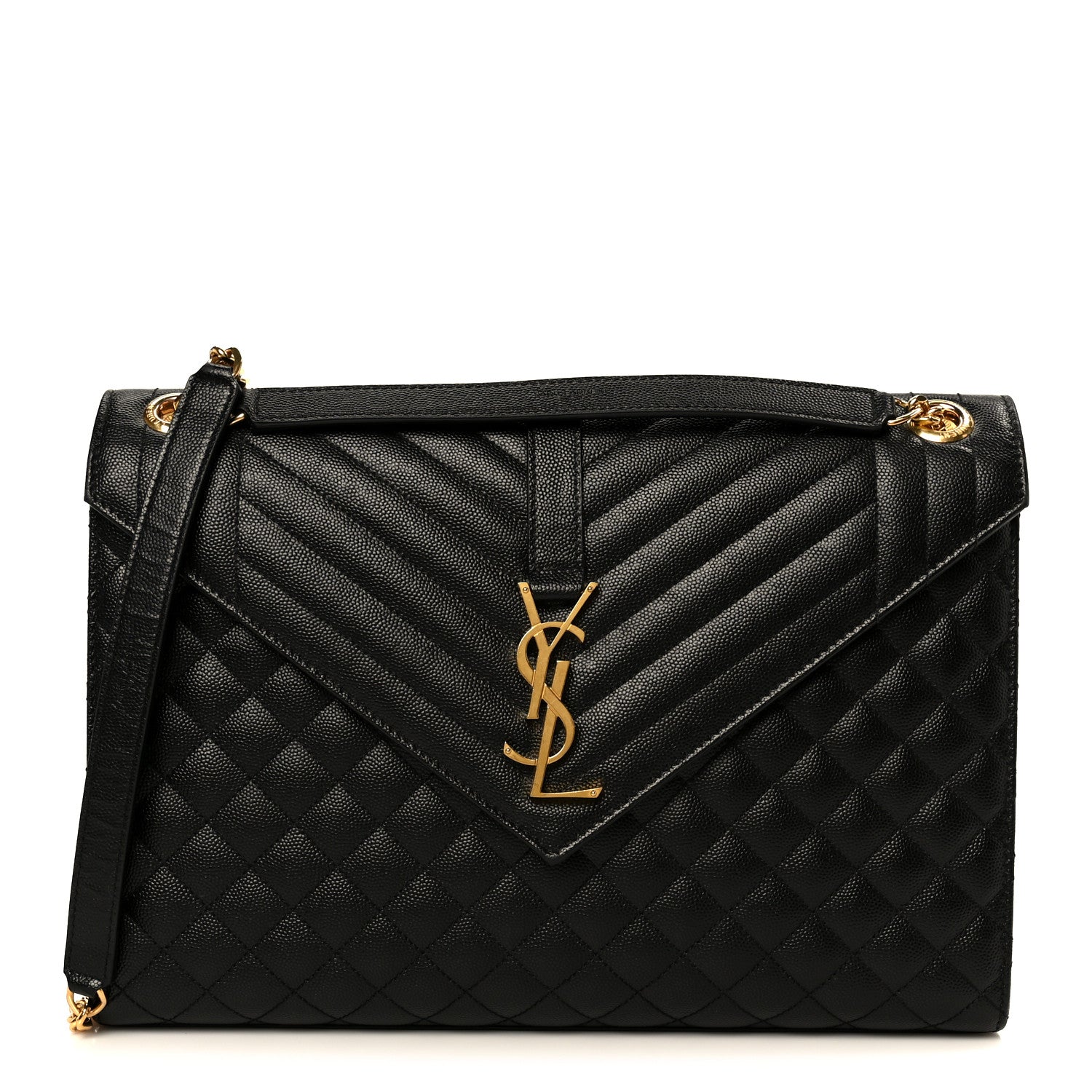 Grain De Poudre Textured Mixed Matelasse Large Triquilt Monogram Satchel Black