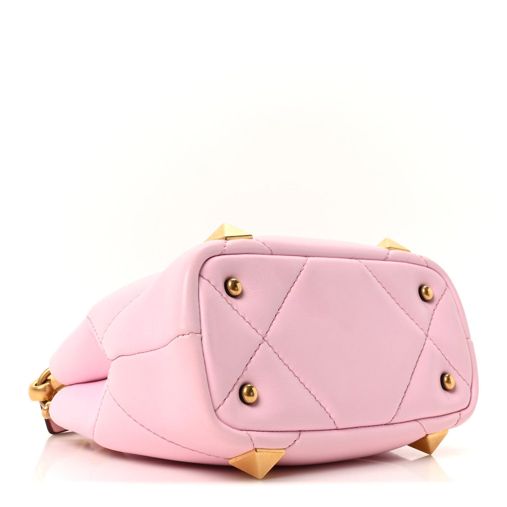 Nappa Mini Roman Stud The Handle Bag Pink Borealis