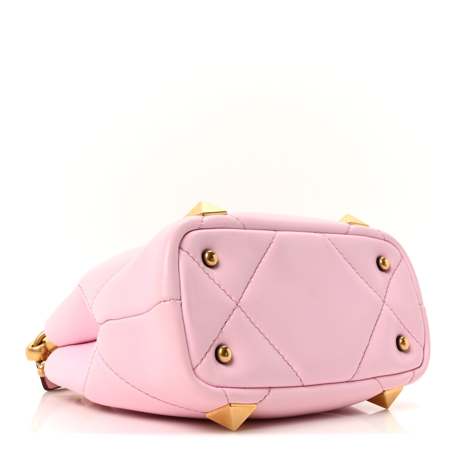 Nappa Mini Roman Stud The Handle Bag Pink Borealis