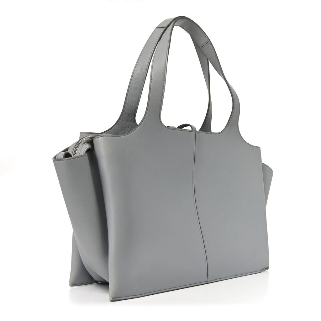 Smooth Calfskin Medium Tri-Fold Bag Pearl Grey