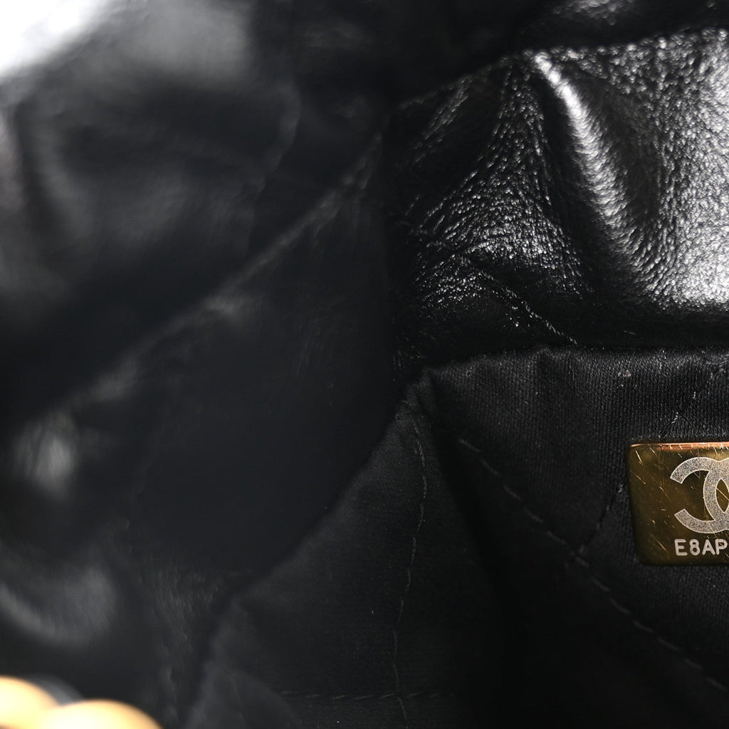 Shiny Calfskin Quilted Mini Chanel 22 Black