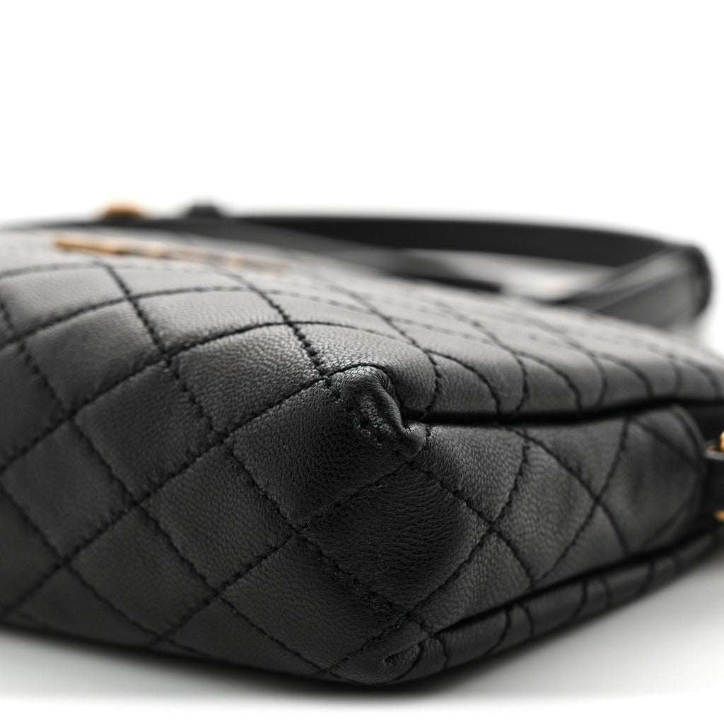 Lambskin Quilted Gaby Zipped Pouch Black