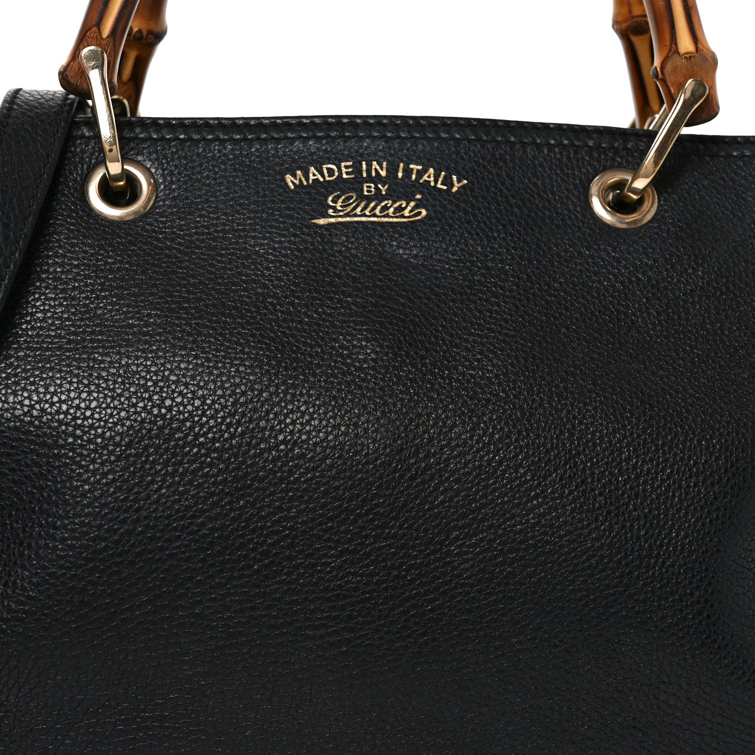 Pebbled Calfskin Medium Bamboo Shopper Tote Black
