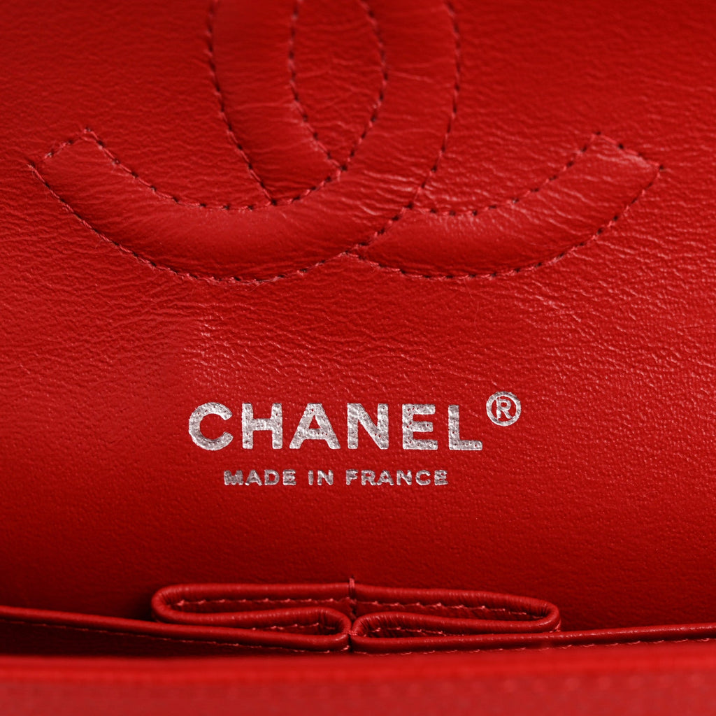 Caviar Quilted Medium Double Flap Red
