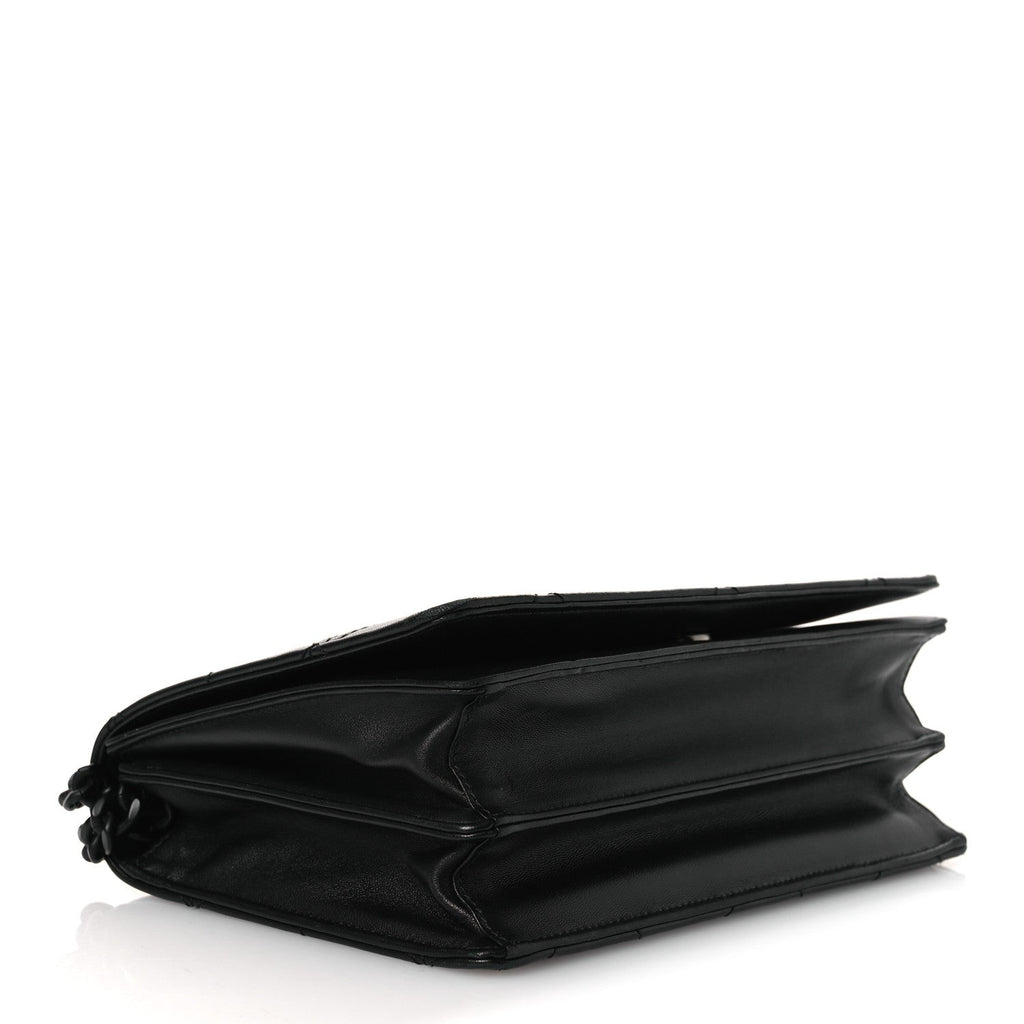 Nappa Triangle Stitched Spectrum Shoulder Bag Black