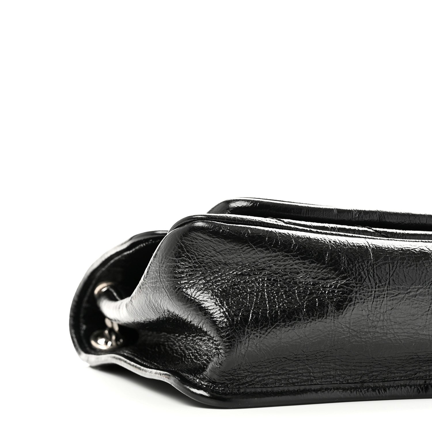 Crinkled Calfskin Matelasse Monogram Medium Niki Chain Satchel Black