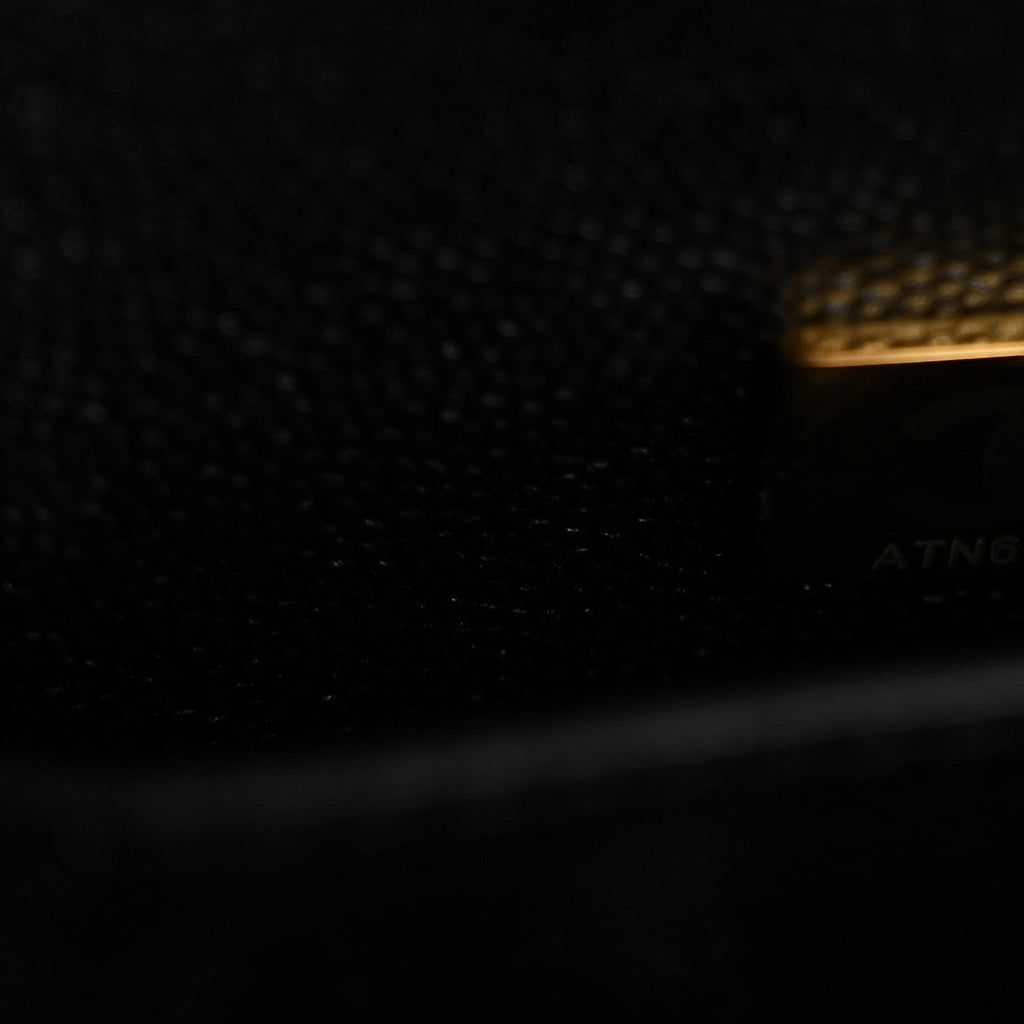 Caviar Quilted Small Shopping Tote  Black
