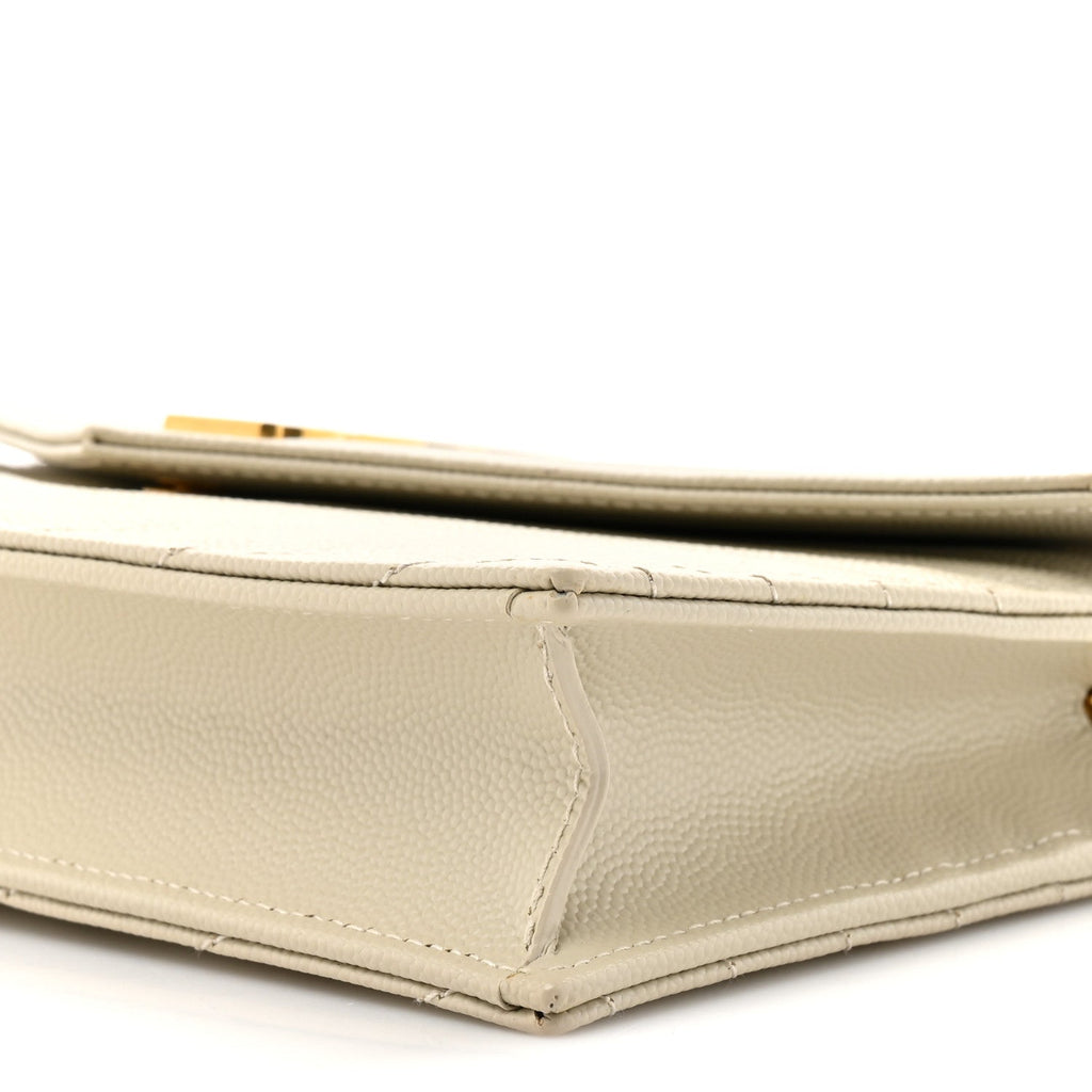 Grain De Poudre Matelasse Chevron Monogram Envelope Chain Wallet Crema Soft